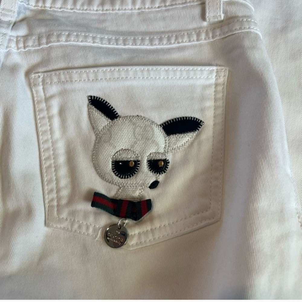 Gucci White bootcut jeans Chihuahua Collection BackPocket Size 40